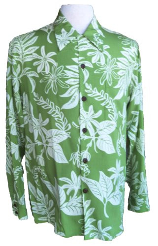 Paradise Found Mens Tiare Kamehameha Style Long Sleeve Shirt