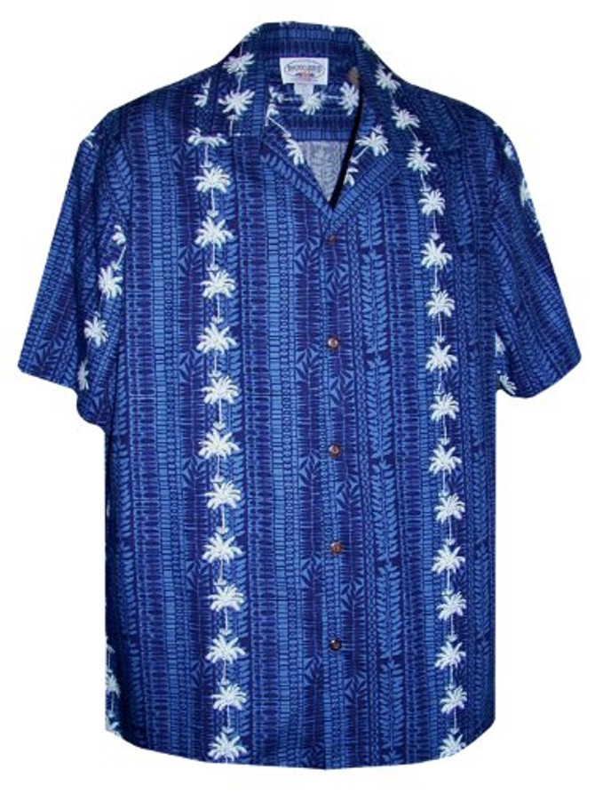 Pacific Legend Mens Traditional Hawaiian Lei Panel Shirt