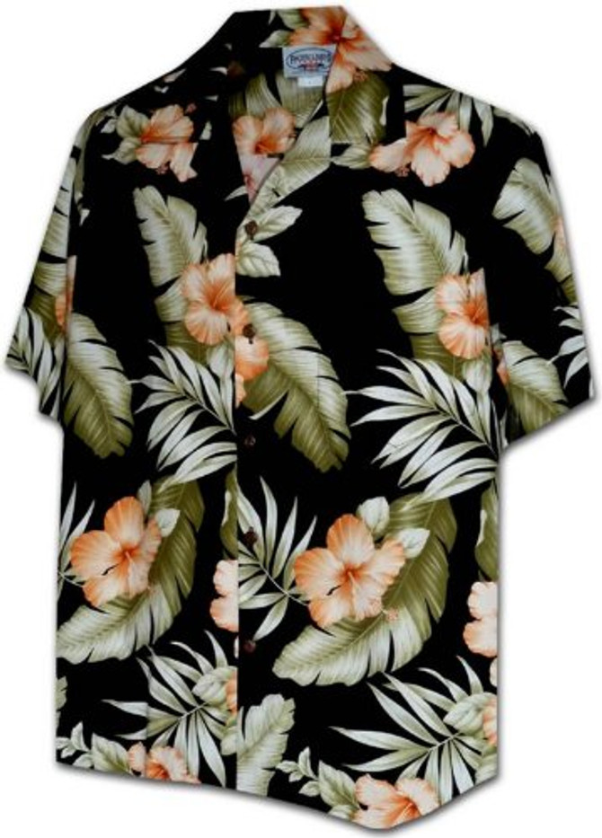 Pacific Legend Mens S to 4X Great Orange Hibiscus Shirt