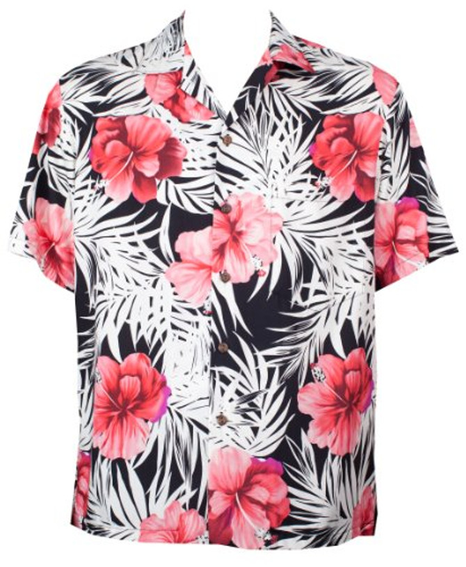 Two Palms Mens Big Hibiscus Rayon Shirt