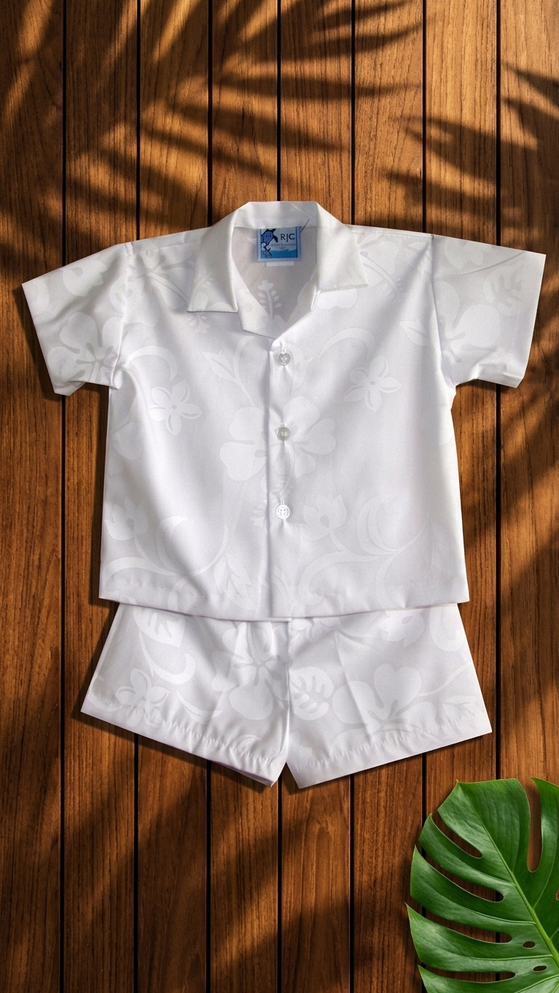 RJC Boys Classic Hibiscus Wedding White 2pc Set