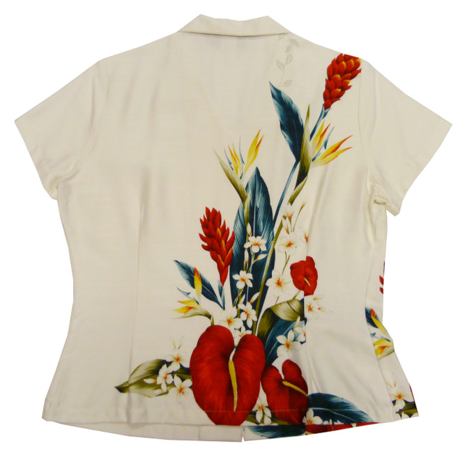 Two Palms Women's Anthurium Bouquet Fitted Blouse