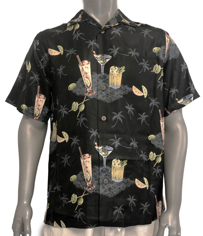 Paradise Found Men's Pau Hana Cocktail Textured Silk Shirt