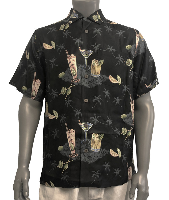 Paradise Found Men's Pau Hana Cocktail Textured Silk Shirt