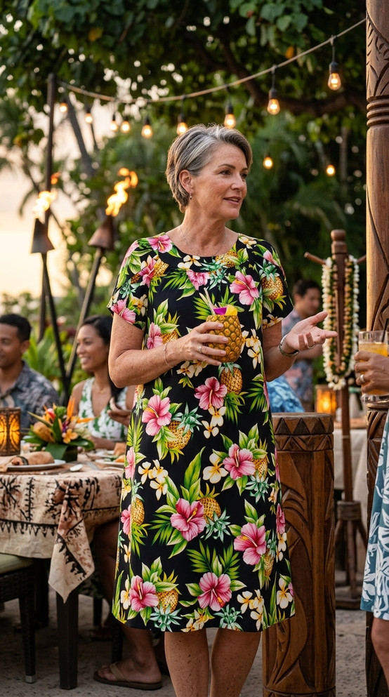 Pineapple Hibiscus Cotton Muu Muu Dress