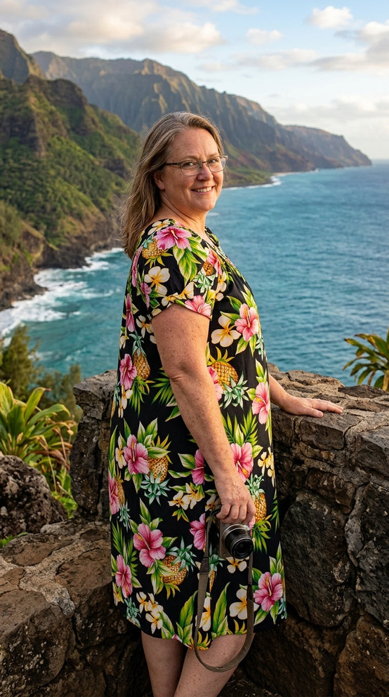 Pineapple Hibiscus Cotton Muu Muu Dress