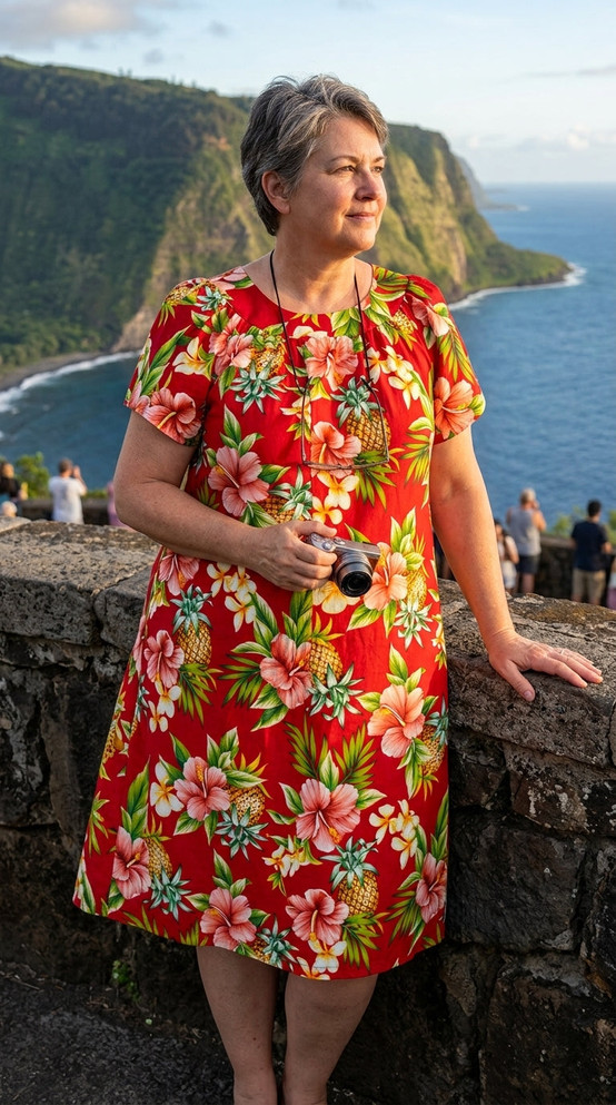 Pineapple Hibiscus Cotton Muu Muu Dress