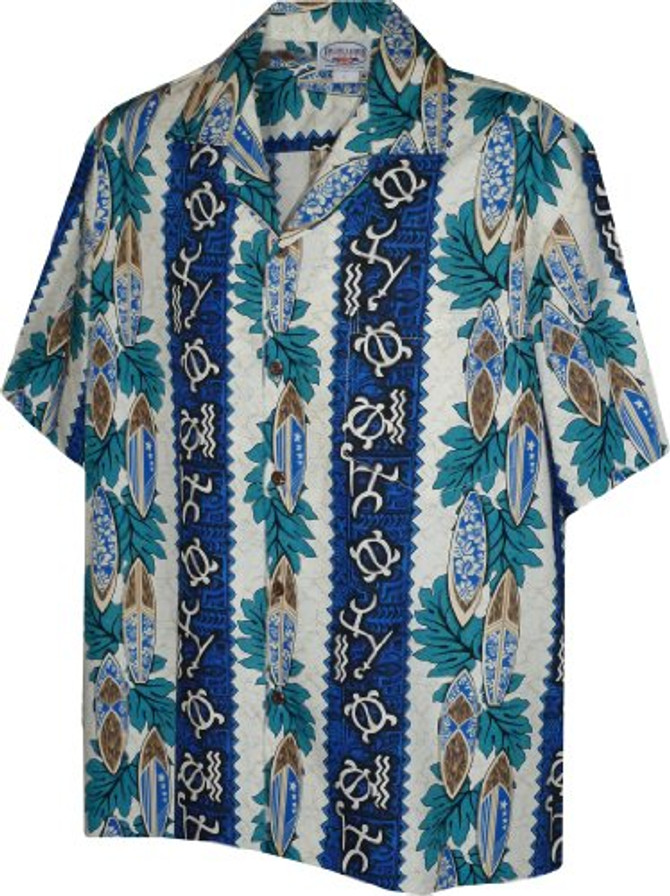 Pacific Legend Men's Petroglyph Surfboard Panel Shirt