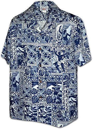 Hula Blocks Pacific Legend Men's Aloha Shirts