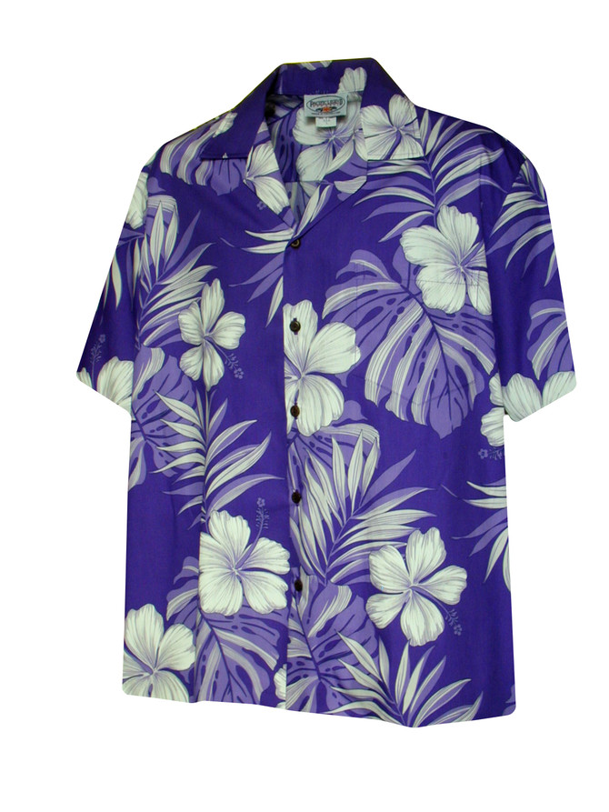 Pacific Legend Mens Pictorial Hibiscus Monstera Shirt