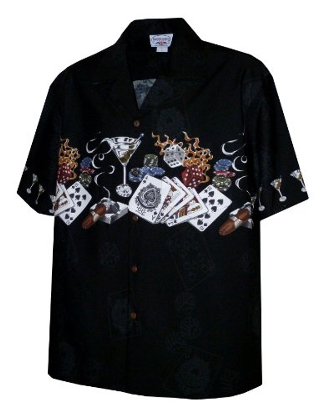 Pacific Legend Mens S to 4X Royal Flush Hot Dice Vegas Style Chest Band Shirt