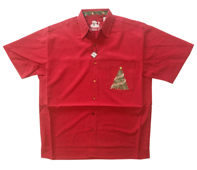 Bamboo Cay O Christmas Tree Embroidered Hawaiian Christmas Shirt