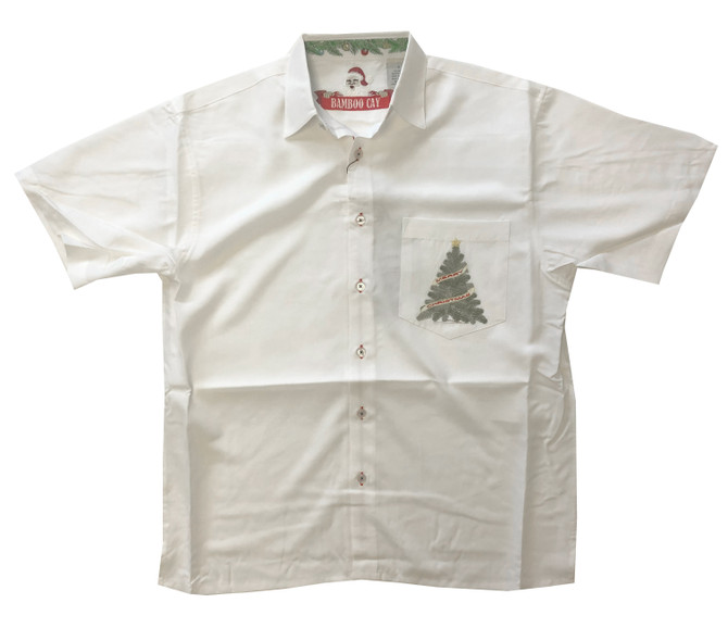 Bamboo Cay O Christmas Tree Embroidered Hawaiian Christmas Shirt
