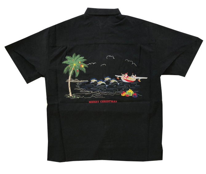 Bamboo Cay Santa at the Beach Embroidered Christmas Shirt