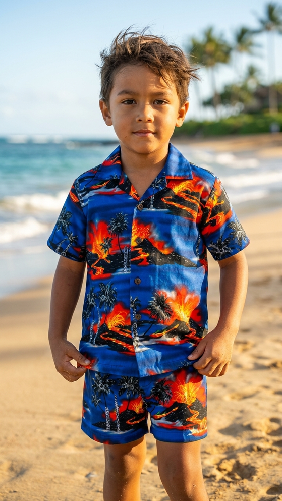 Kilauea Big Island Volcano Boy's 2 Piece Cabana Set
