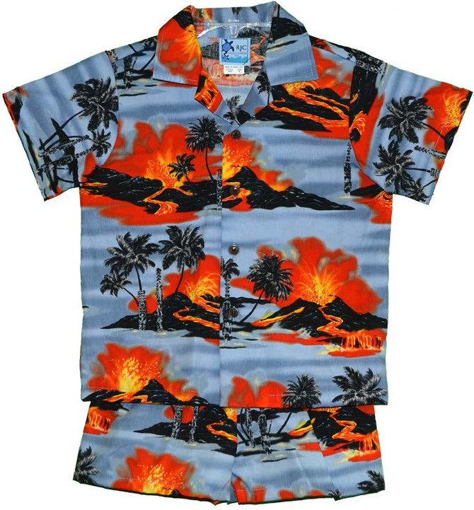 Kilauea Big Island Volcano Boy's 2 Piece Cabana Set