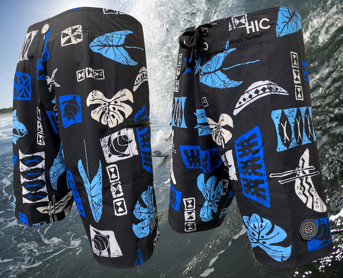 Hawaiian Island Creations (HIC) 19" Mahi Mahi Palms 8 Way Stretch Boardshorts