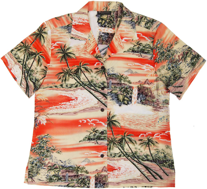 Paradise Island Surf Women's Hawaiian Aloha Rayon Shirt