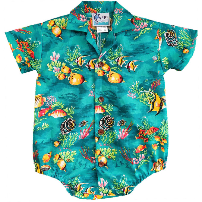 Underwater School Fish RJC Hawaiian Boys Onesie