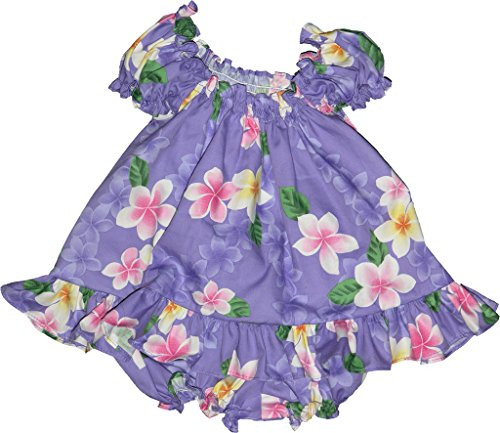 RJC Baby Girl's Cute Plumeria Puff Sleeve Hawaiian 2 Piece Dress Set