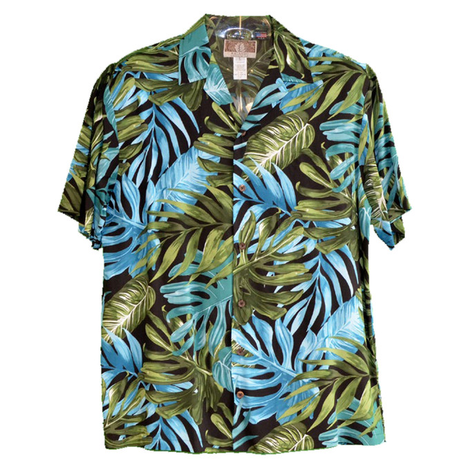 Monstera Fern Storm Men's Aloha Shirt