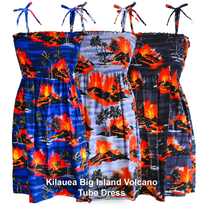 Kilauea Big Island Volcano Womens Elastic Tube Top Sundress