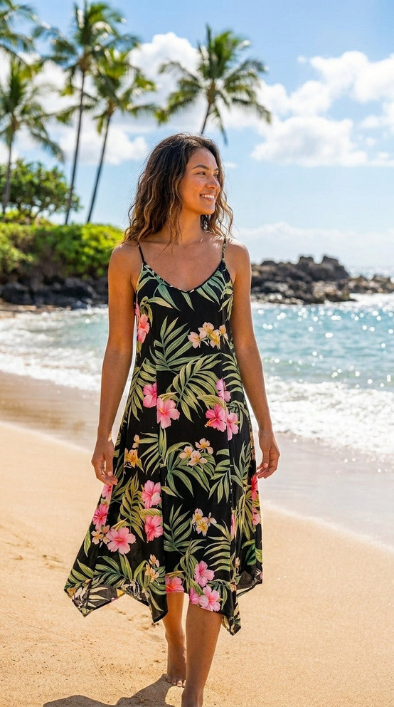 Pale Hibiscus Orchid Maxi Scarf Hawaiian Hem Dress