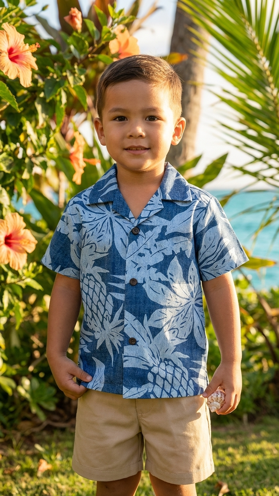 Hala Pineapples Hawaiian Aloha Boys Cabana Set