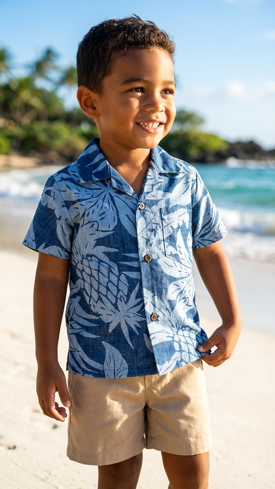 Hala Pineapples Hawaiian Aloha Boys Cabana Set