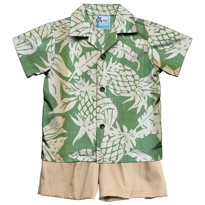 Hala Pineapples Hawaiian Aloha Boys Cabana Set