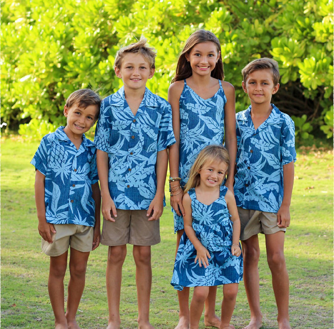 Hala Pineapples Hawaiian Aloha Boys Cabana Set