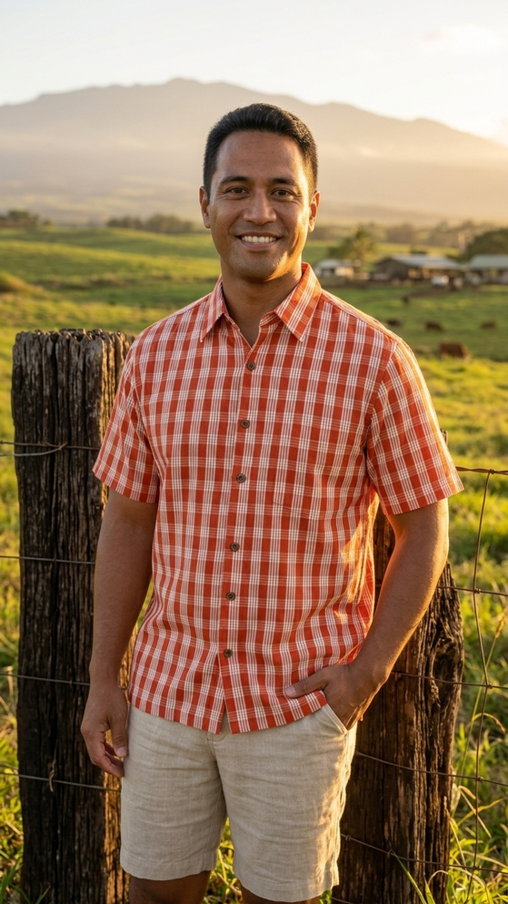 Men's Classic Hawaiian Paniolo Palaka Plaid Shirt