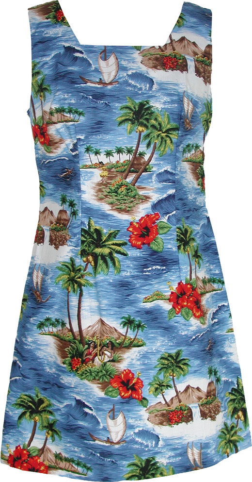 Red Hibiscus Island Women's A-Line Hawaiian Short Tank Dress
