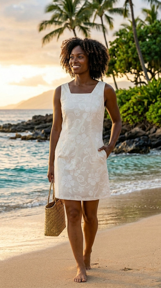 Classic Hibiscus Women's A-Line Hawaiian Short Tank Dress