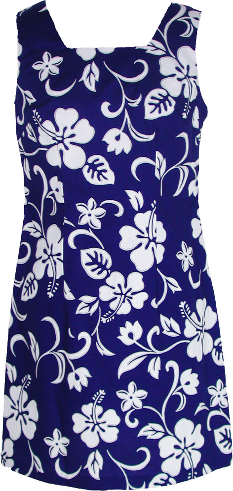 Classic Hibiscus Women's A-Line Hawaiian Short Tank Dress (Petite Size)