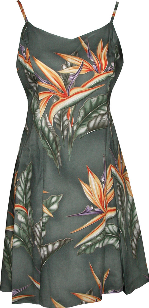 Bird of Paradise #2 Women's Princess Seam Flared Hawaiian Dress (Petite Size)