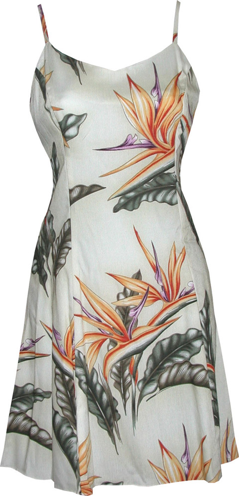 Bird of Paradise #2 Women's Princess Seam Flared Hawaiian Dress (Petite Size)