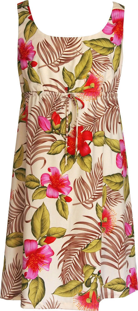 Pistil Flower Buds Women's Empire Tie Front Hawaiian Dress (Regular Fit)