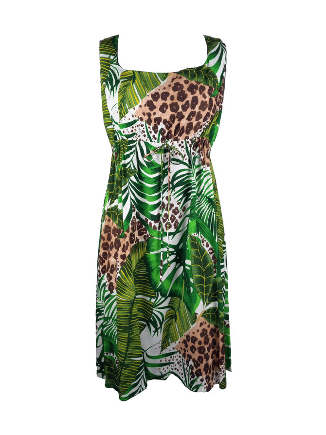 Wild Paradise Jungle Women's Empire Tie Front Hawaiian Dress (Regular Fit)
