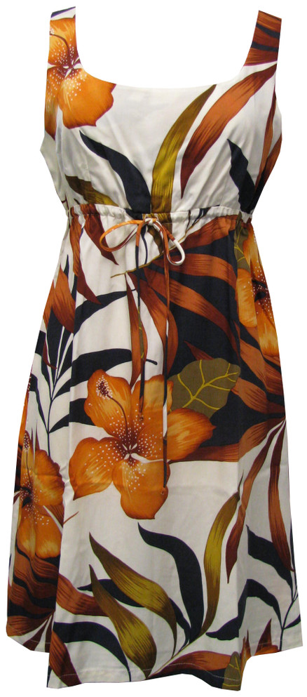 Delightful HIbiscus Women's Empire Tie Front Hawaiian Dress (Regular Fit)