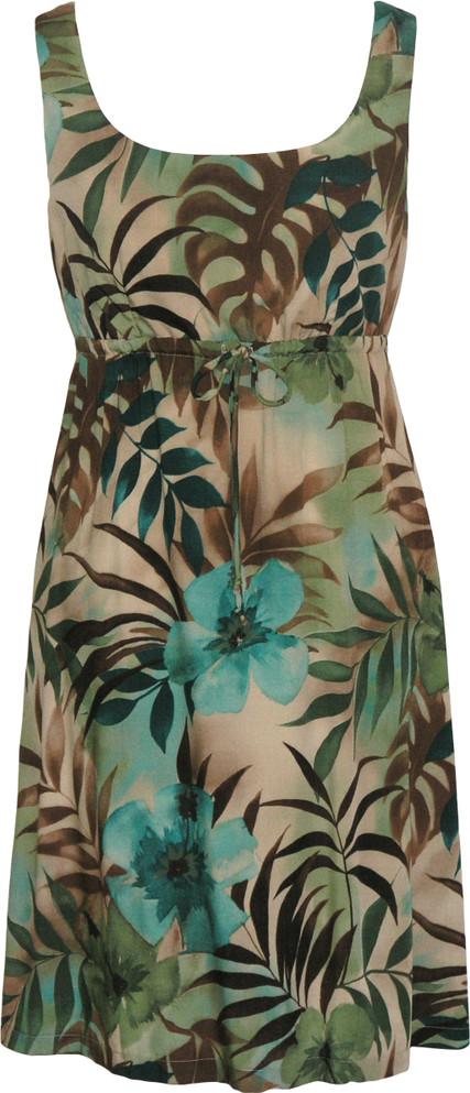Watercolor Tropics Women's Empire Tie Front Hawaiian Dress (Regular Fit)