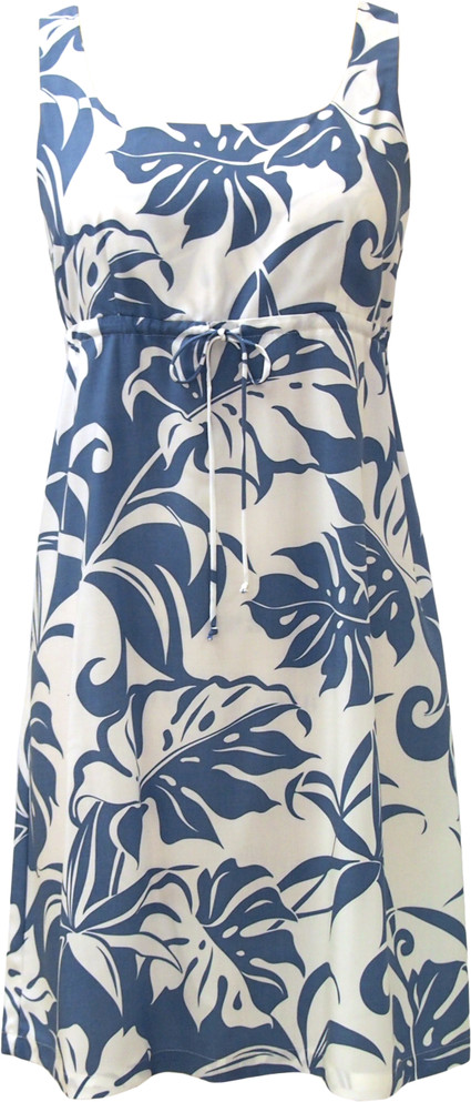 Delicate Tropical Women's Empire Tie Front Hawaiian Dress (Generous Fit)