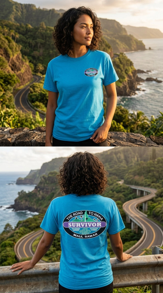 The Road to Hana Maui Survivor Screen Printed Hawaiian T-Shirt
