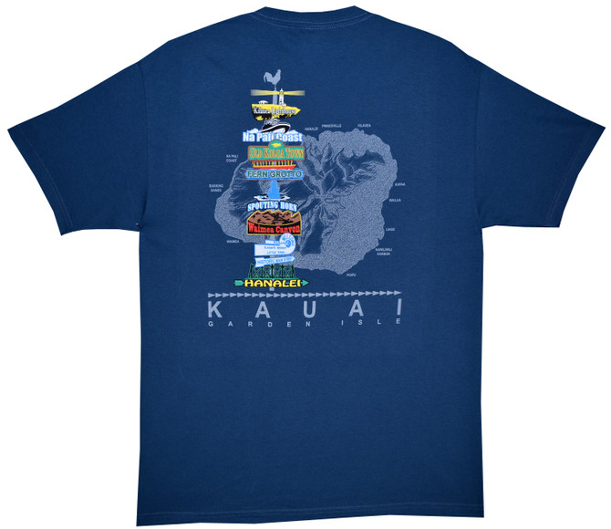 Hawaii Island Signpost Screenprinted Hawaiian T-Shirt