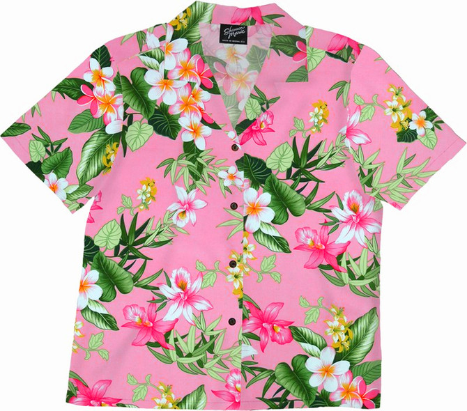 Orchid Plumeria Women's Hawaiian Camp Shirt