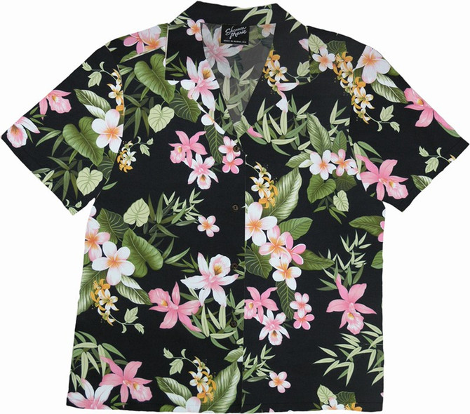 Orchid Plumeria Women's Hawaiian Camp Shirt