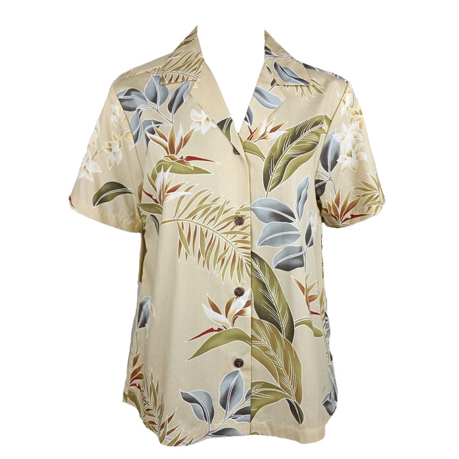 Plumeria Garden Women's Hawaiian Camp Shirt
