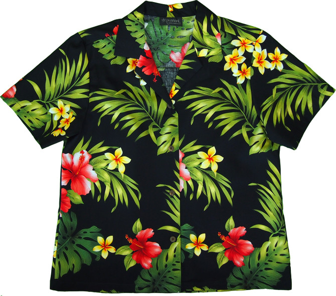 Tropical Summer HIbiscus Women's Hawaiian Camp Shirt