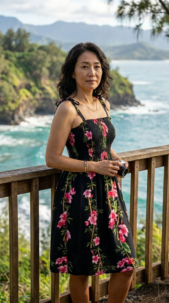 Plumeria Bamboo Panel Women's Hawaiian Smocked Dress