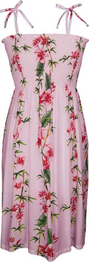 Plumeria Bamboo Panel Women's Hawaiian Smocked Dress